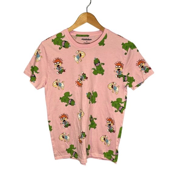 Nickelodeon Rugrats Mens Medium T-Shirt Pink All Over Print Retro 2021 - Picture 1 of 3